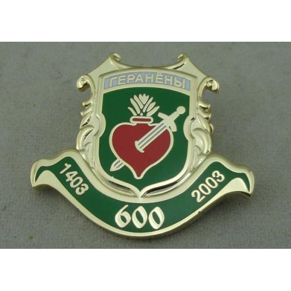 Buy 3D Stamped Gold Enamel Lapel Pin Badge With Synthetic Enamel 1.5 Inch at wholesale prices