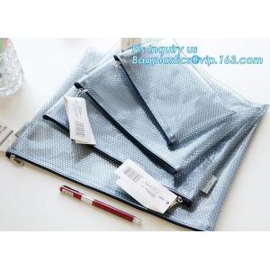 Cheap customized Fashion Transparent Envelope PP File Bag Mesh Zipper Bag A4