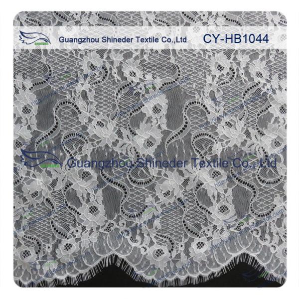 Buy Big Bridal Eyelash Chantilly Lace Trim / Scalloped Lace Fabric at wholesale prices