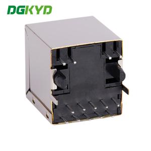 RJ45 Network Connector With Transformer , 180 Degree Gigabit Communication