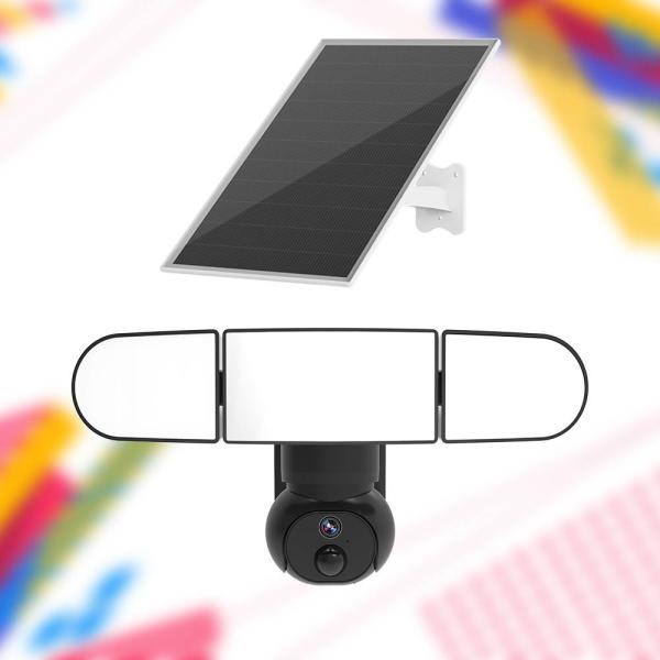Buy Solar Powered PIR Motion Detection 4G Floodlight Security Camera 4MP at wholesale prices