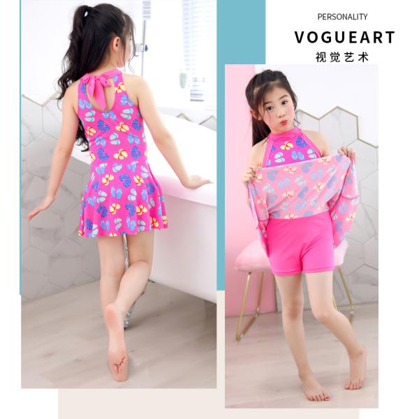 Sunny Girls Swim Suit Two Pieces Shirt Girl Push Up Swimsuit For Children Swimsuit Dress