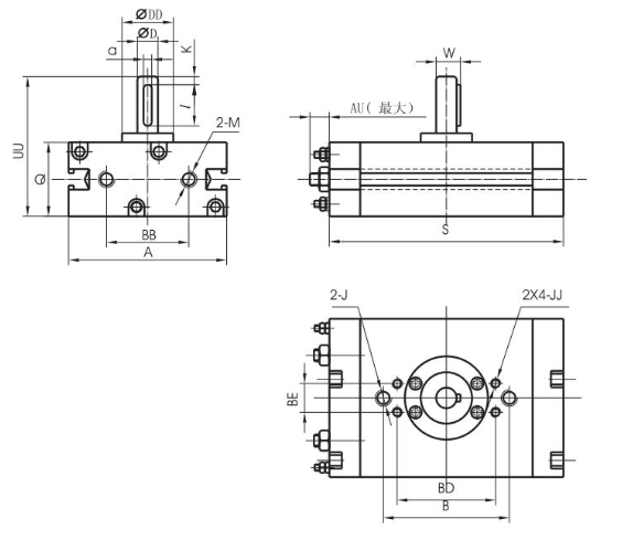 QGK Rotary Cylinder Magnetic switches can be installed swing angle range can be adjusted arbitrarily