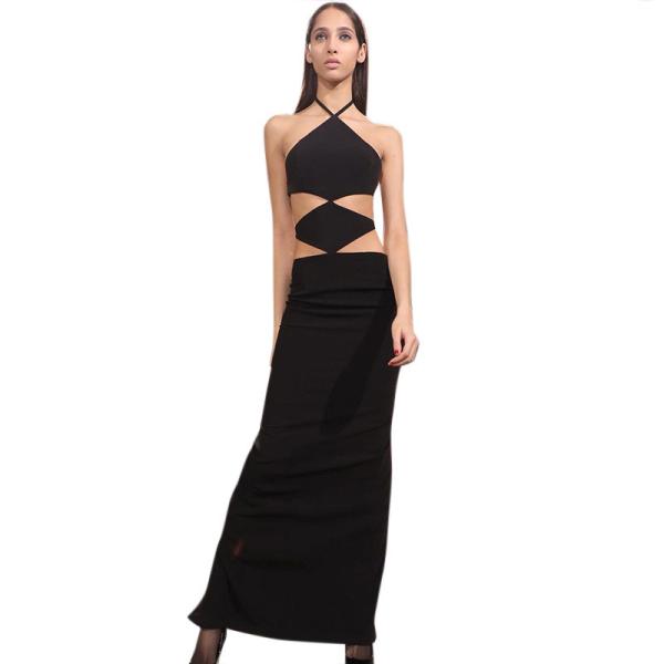 Hanging Neck Hollow Slim Sleeveless Maxi Dresses For Women