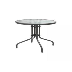 Quality Round Steel 5mm Tempered Glass Table For Outdoor Garden 60 X 60 X 71cm for sale