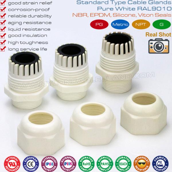 Buy Pure White M20 Cable Gland, IP68 Watertight Nylon Cable Entry Gland Adjustable Connector for 10-14mm Cable at wholesale prices