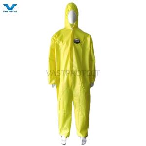 Yellow Chemical Proof ISO Hooded Disposable Coveralls OEM Industrial Customizati