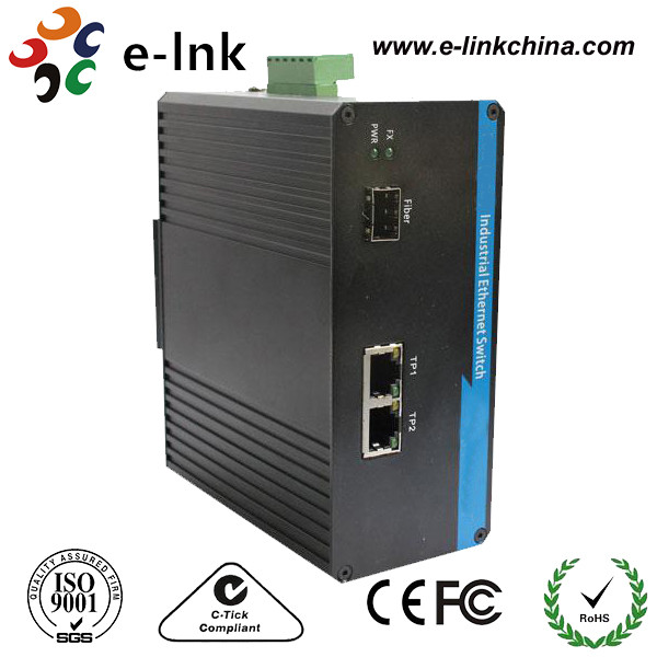 Single Mode Industrial Ethernet Media Converter 1 Port 100BASE SFP + 2 Port 10 /