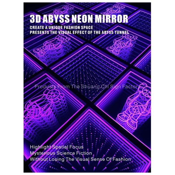 Indoor Outdoor Customization Technological Light and Shadow Infinity Floor Neon Mirror