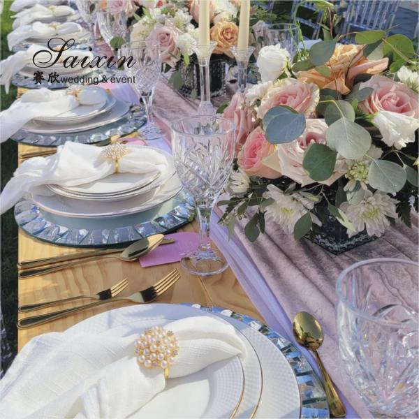 13 Inch Plastic Charger Plates Gold For Weddings Event Table Yellow