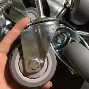 China 3 Inch Floor Protecting Shopping Cart Wheels Grey TPR Threaded Stem Swivel Casters OEM on sale