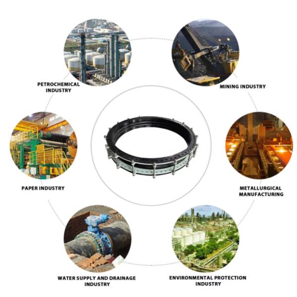 JIS Standard 200mm Galvanized Flange Fully Sealed Rubber Expansion Joint With 8.8 Garde Bolt