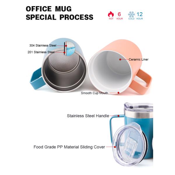 Wholesale 13 OZ Private Label Stainless Steel Insulated Double Wall Coffee Tumbler Cups Mugs With Lid