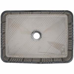 Chromed Rectangular Vessel Sinks Tempered Glass Silver Crystal