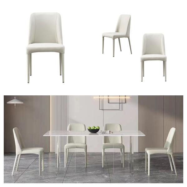 Sleek Metal Leg Dining Chairs , Minimalist Silhouette High Back Dining Room Chair