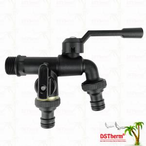 Double Outlet Garden Bibcocks Brass Faucet Brass Tap Valve Water Tap 1/2"-1"