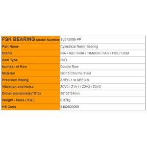 Double Row SL045006-PP Full Complement Cylindrical Roller Thrust Bearing