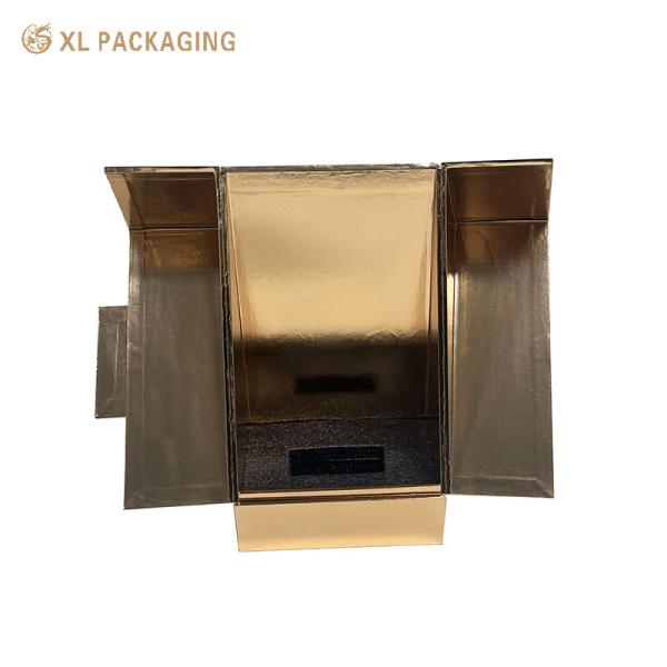 XL Packaging Custom Packaging Box Factory Gold Glossy Paper Wine Packaging Box Two Door Magnet Vodka Whisky Packaging Box