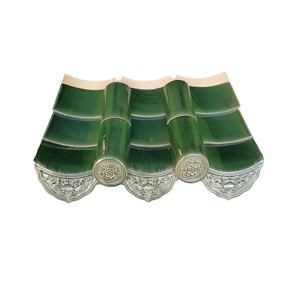 Buy Eco-Friendly Chinese Temple Roof Tile Sustainable Clay Green Pagoda Building Solution at wholesale prices