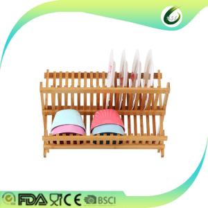 wholesale kitchen tool stand foldable bamboo dish rack