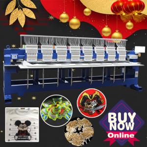 Quality HO1508H free shipping 15 needle 8 head embroidery machine 1200 spm 400*450mm cheapest industrial embroidery hat machine for sale