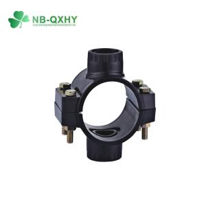 25mm* 1/2 to 315mm * 6 Black PP Compression Clamp Saddle Double Outlet for Irrigation