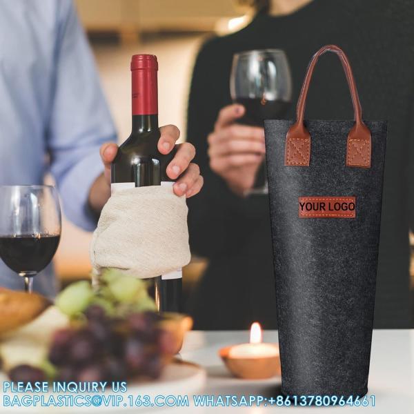 Felt Bags, Felt Carrier, Felt Handle Bags, Felt Bottle Wine Carrier Bag Padded Wine Handler Wedding Gift Package