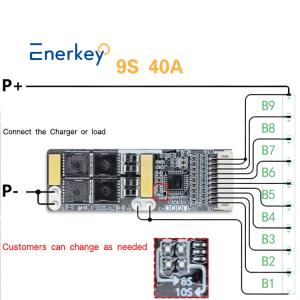 Rechargeable Lithium Ion Battery Pack With BMS 9S 40A 37V Li-Ion Cell 18650 BMS