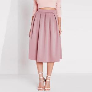 High waist pleated pink 3/4 umbrella skirt