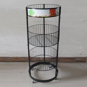 Metal Black Cylinder 497mm Dia Grocery Display Rack 1080mm Hight