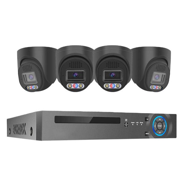 4K 4 Channel 8MP Red and Blue Light Alarm Outdoor Home PoE NVR Kit Cctv Ip Cameras Surveillance Security Camera System