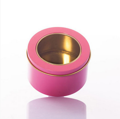 Medium Large Round Tin Box With PET Window For Cookie Cake And Biscuit