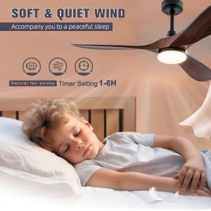 Wholesale factory 60" White Wood Blade Ceiling Fan With Light, Energy Efficient