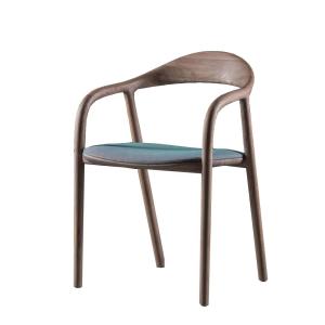 Contemporary Ash Wood Dining Chair with Leather Fabric Cushion