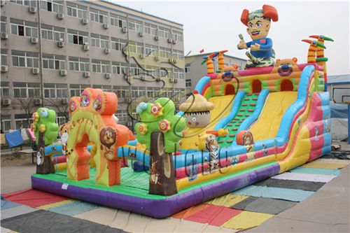 new design custom cartoon inflatable slide
