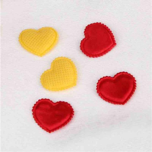 Buy Red Satin Heart Applique Crafts Garment Embellishments With Trimming at wholesale prices