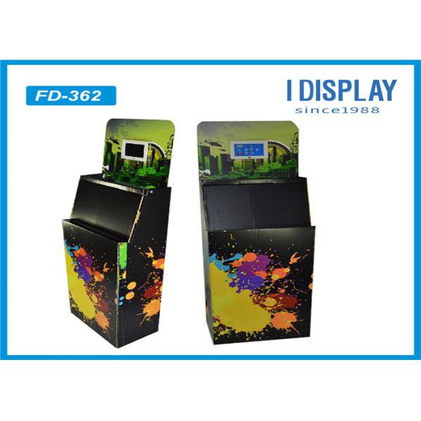 Black Corrugated Retail Cardboard Pallet Display Stand With Electronic Display
