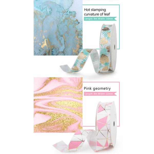 Printed Decoration Ribbon Bow Christmas Gift Decoration 15 Mm Satin OEM custom ribbon gilding ribbon