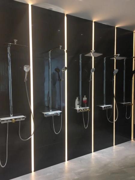 AT-P005B-2 bathroom shower systems with platform Foshan supplier black colour luxury rain shower 3 functions