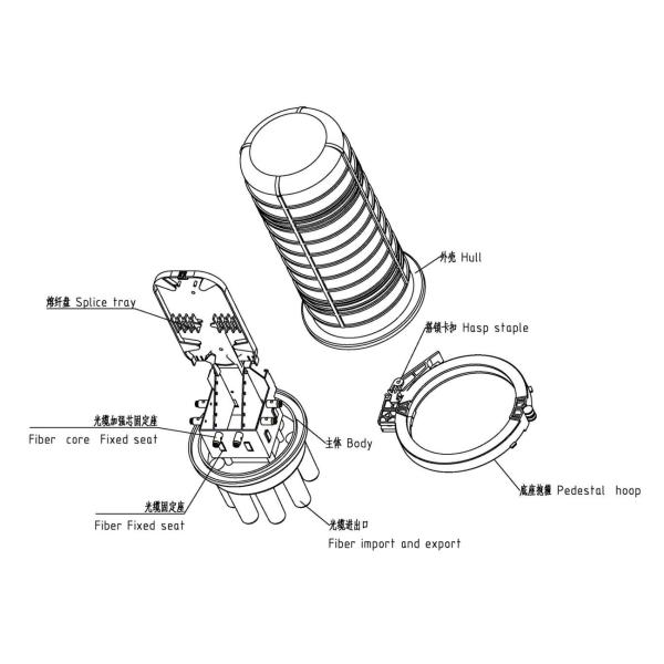Hot Melt Sealing Optical Fiber Splice Closure 4 IN 4 OUT φ230*440mm Dimension