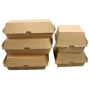 Customized Kraft Paper Burger Box Disposable Food Grade Cardboard Burger