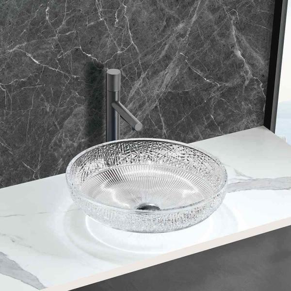 Buy 12mm Thickness Smooth Finish Glass Vessel Basins Crystal Clear at wholesale prices