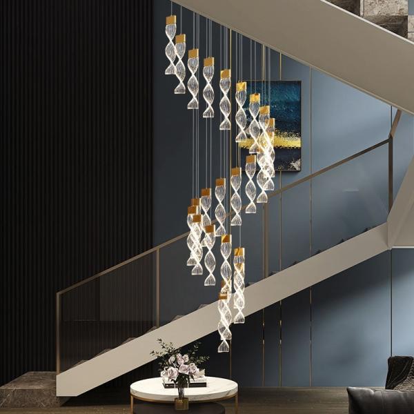 Modern Decoration Acrylic Living Room Restaurant Staggered Modern Ring Crystal Chandelier Glittering Pendant Light