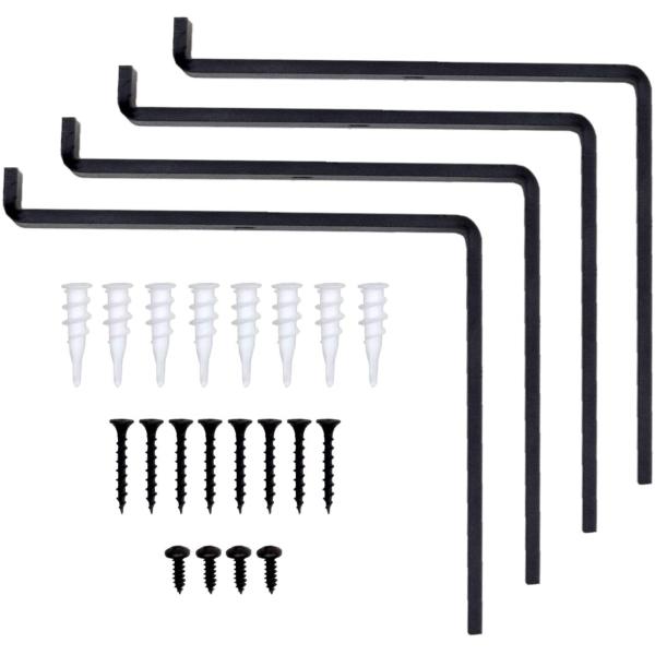 Garage and Kitchen Floating Shelves Hardware Heavy Duty Black Metal Brackets with Lip