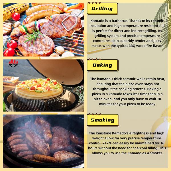 KIMSTONE Large 28 Inch Kamado Grill Outdoor Kitchen Charcoal Barbecue Grill Smokeless Camping Barbecue Grill