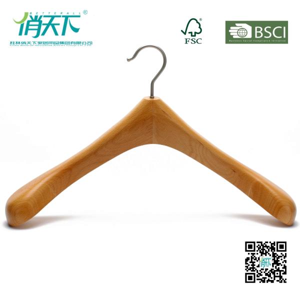 Buy Betterall Pearl Nickle Hook Natural Beech Wood Coat Hanger at wholesale prices