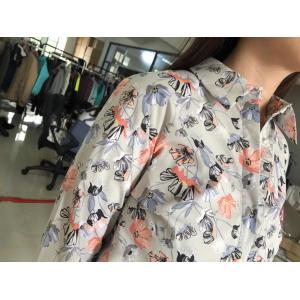 100% Cotton Ladies Casual Print Shirts 2 Color Floral Blouse Long Sleeve