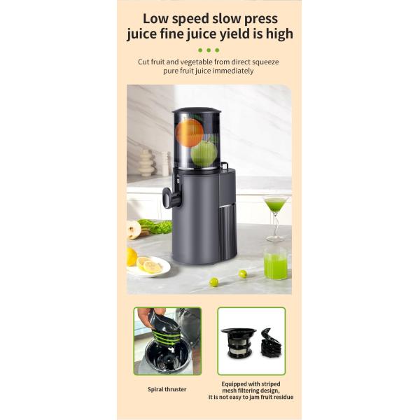 350W Slow Juicer Automatic Big Mouth Cold Press Juicer Machine for Commercial Household