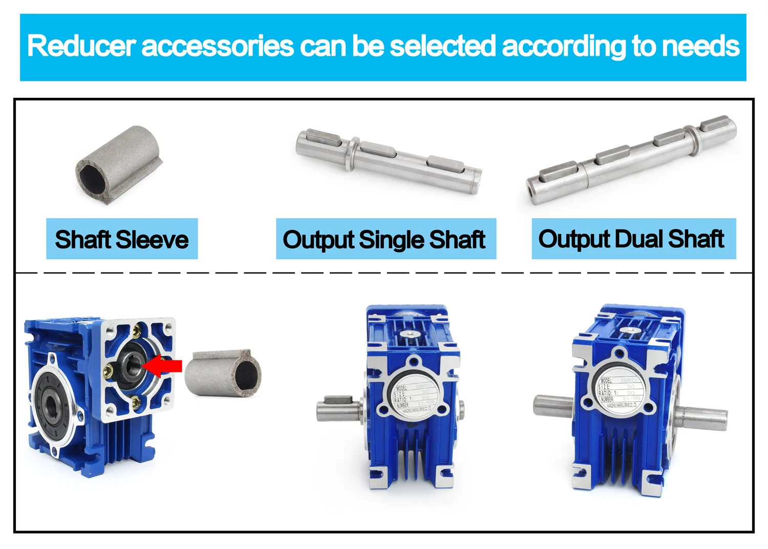 NMRV030 Worm Gear Reducer Input 11mm Output 14mm For Nema23 Stepper Motor