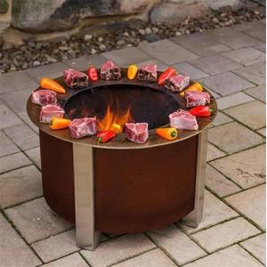 Smokeless Cylindrical Corten Steel Barbecue Fire Bowl